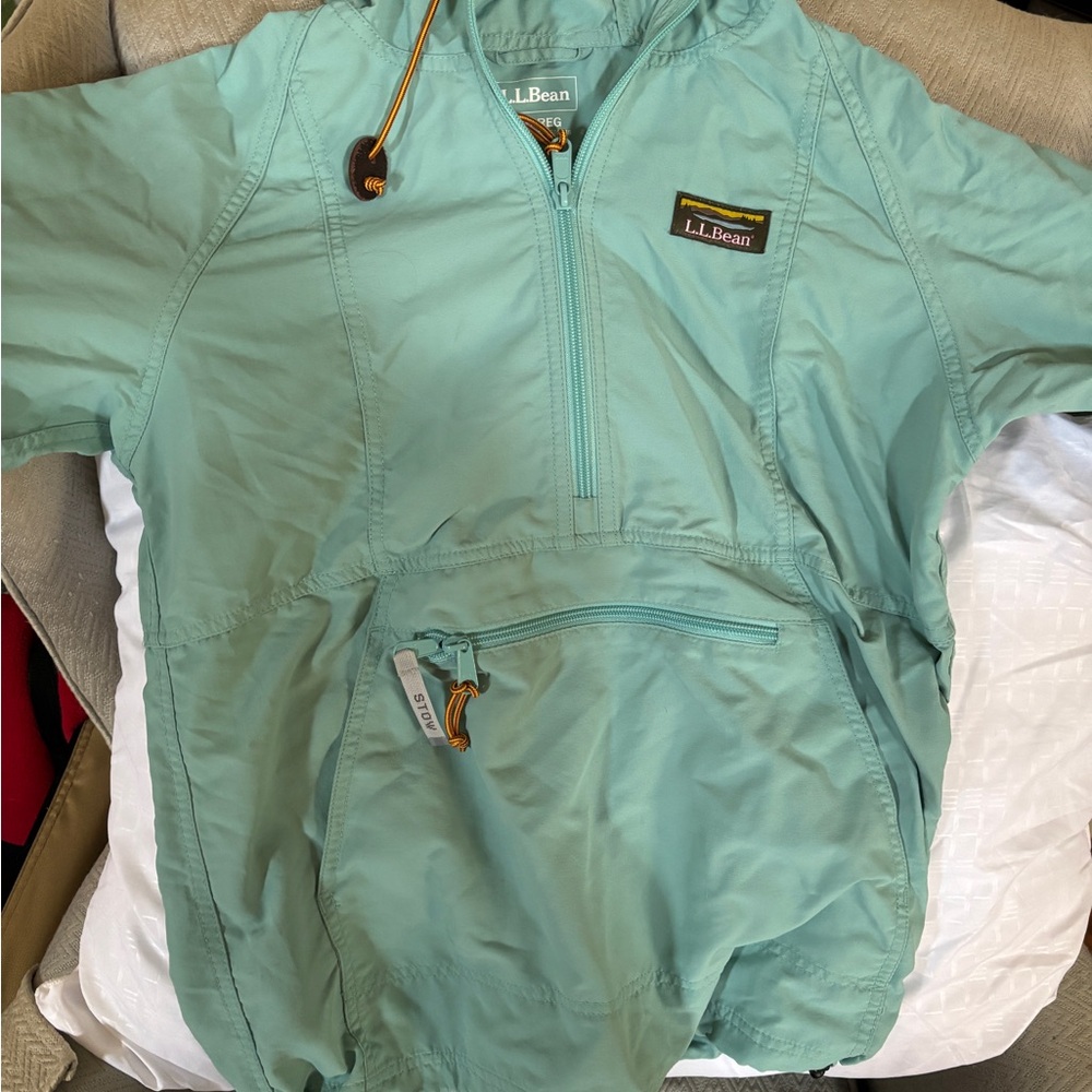 L.L. Bean Women’s Mint Green Hooded Rain Anorak